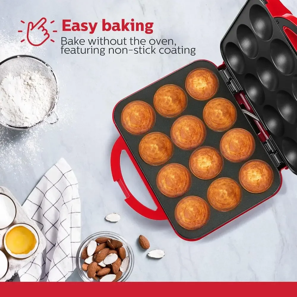 FirmHome Store12-Count Non-Stick Electric Cupcake Maker - Bakes Cupcakes, Muffins, Pizza Cups, Cinnamon Buns For Parties, Birthd