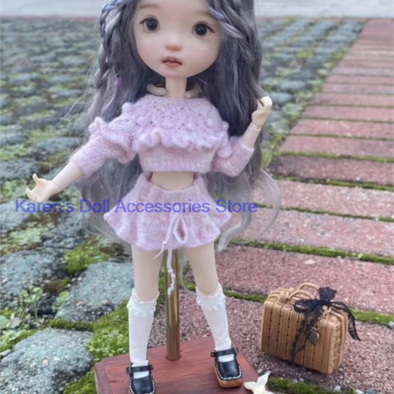 

2pcs winter warm pink lady style 2026 knitting Skirt + Top for Landoudou/Blythe/ob22/ob24 Doll