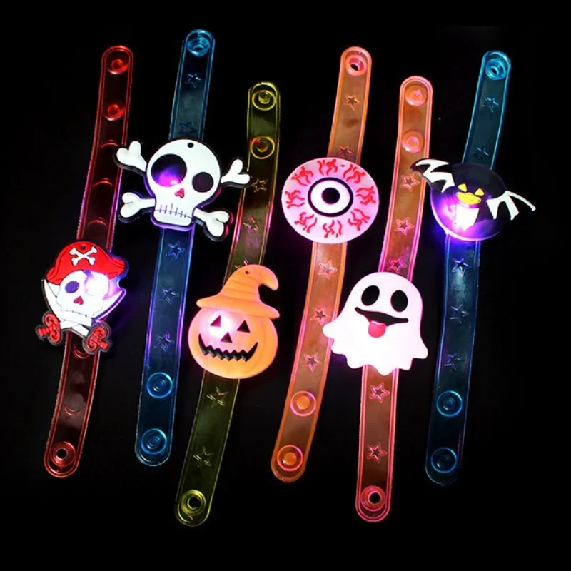 12-24PCS Halloween LED Finger Ring Pumpkin Glow Wrist Band Christmas Watch Necklace Light Up Toy Party Favors Kids - view 6