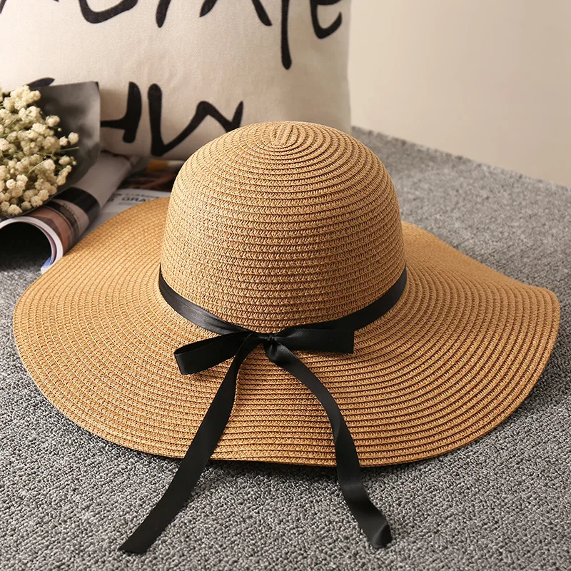 

2022 simple foldable wide-brimmed floppy girl straw hat sun hat beach women's summer hat UV protection travel hat women's hat