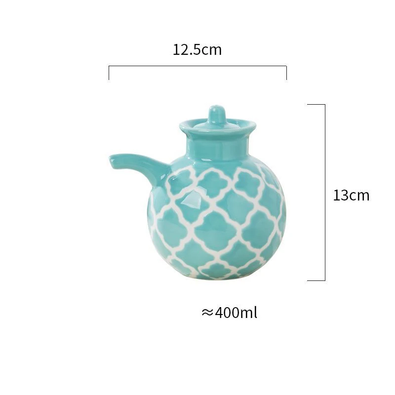 Distributeur d'huile d'olive sans BPA sous glaçure en céramique gaufrée, boîte de vinaigre d'huile, 