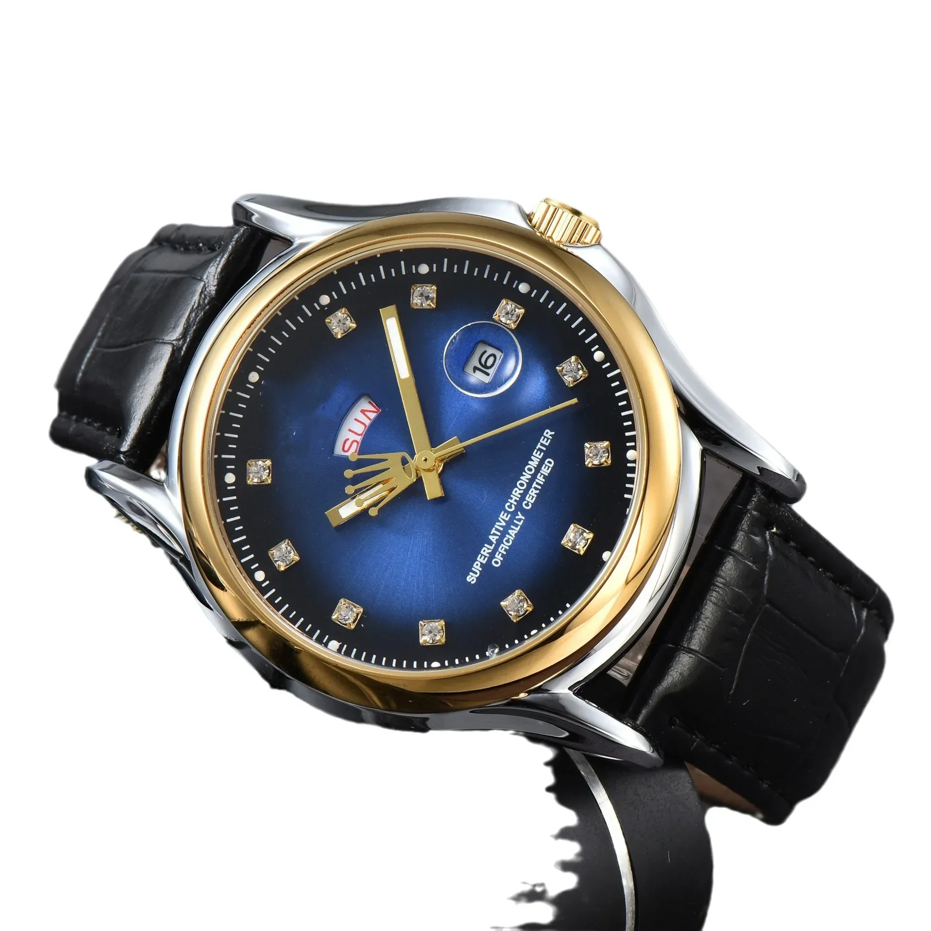 2025年新型自動巻きメンズ腕時計、ビジネス、レジャー、デートに最適、機械式、日付表示、防水、レザーベルト、男性用ギフト