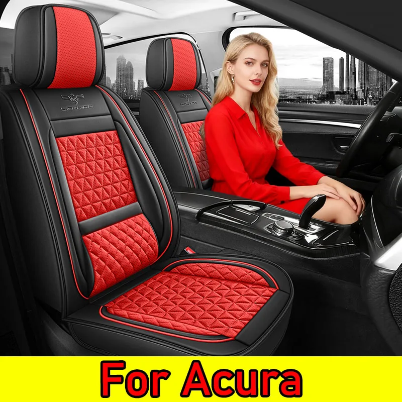 

For Acura CAR PASS Luxury Leather Air Mesh Seat Cover, Car Seat Cover Full Set Breathable Seat Covers for Cars Universal