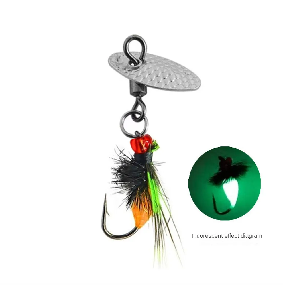 Biomimetic Micro Object Composite Rotating Melon  Sequin Fly Hook Set Makoro Feilu Sub Bait White Stripe Fake Bait