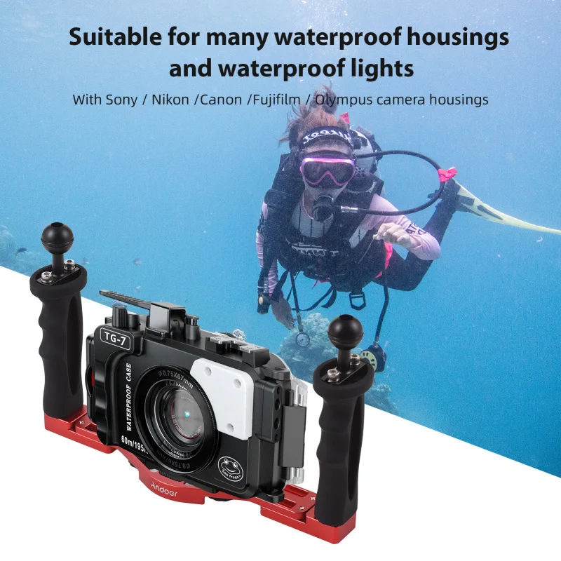 Andoer Dual Handle Camera Diving Rig Underwater Stabilizer Camera Diving Housing Bracket for GoPro Canon Sony Nikon DSLR Camera