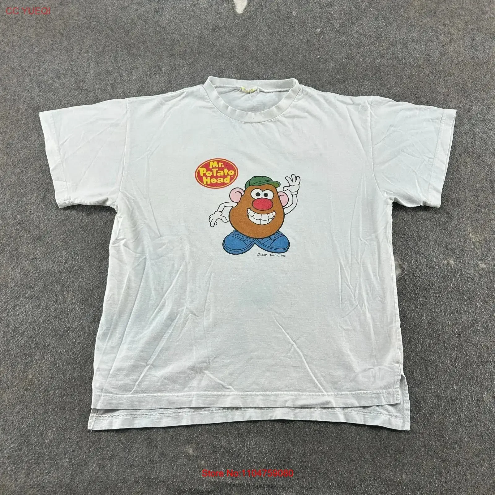 VINTAGE Mr Potato Head T Shirt Mens L White  Weird Cut Y2K vintage Washed Versatile streetwear Stretched Top For Everyday Wear