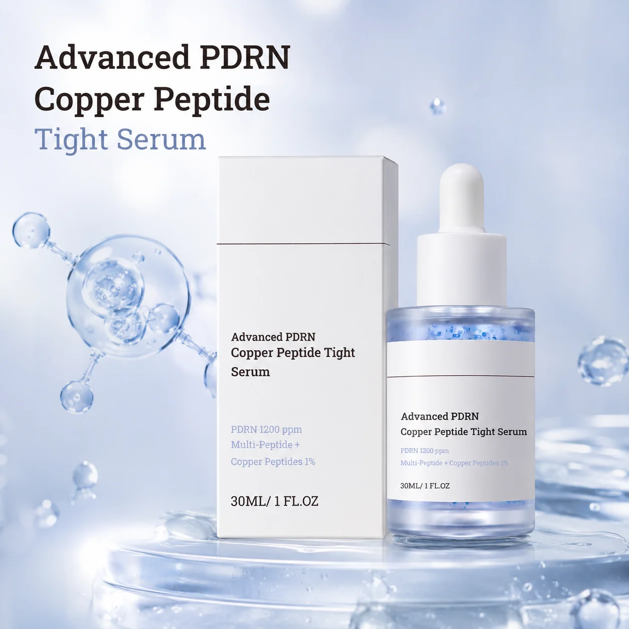 PDRN Copper Peptide Facial Serum Firming Lifting Skin Boost Skin Elasticity Lasting Glow Hyaluronic Acid Collagen Peptide Serum