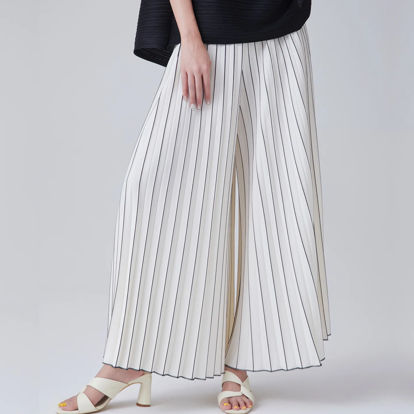Miyake Pleated 2025 Pants Wide-legged Pants Summer High-waisted Pants Versatile Loose Drape Vertical Pleats Casual Female