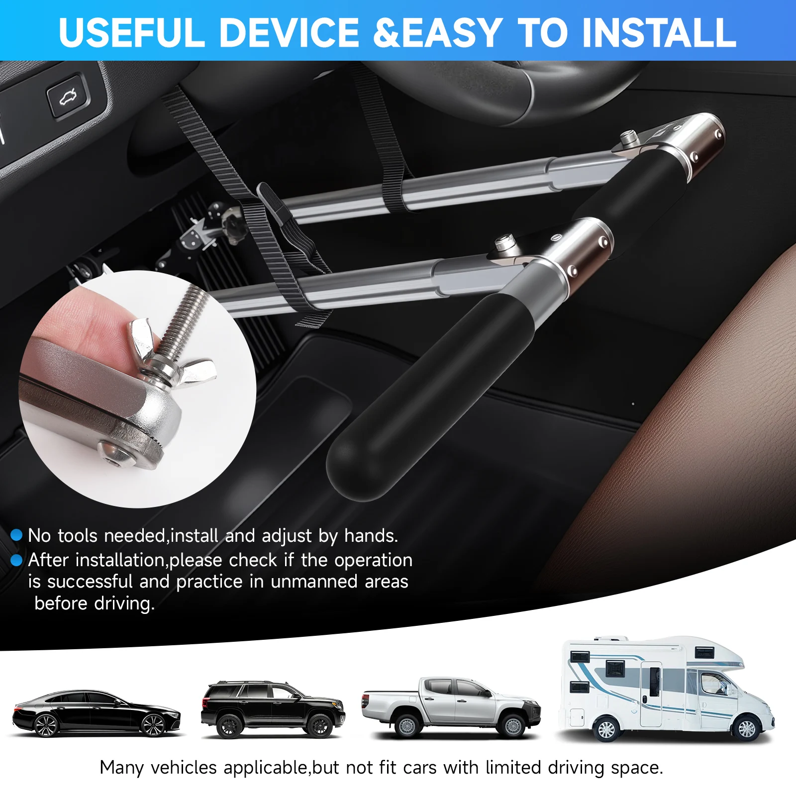 Push Pull Hand Control For Disabled Drivers Silver Universal Car Driving Assist Equipment Handicap Drivers Hand Control Device