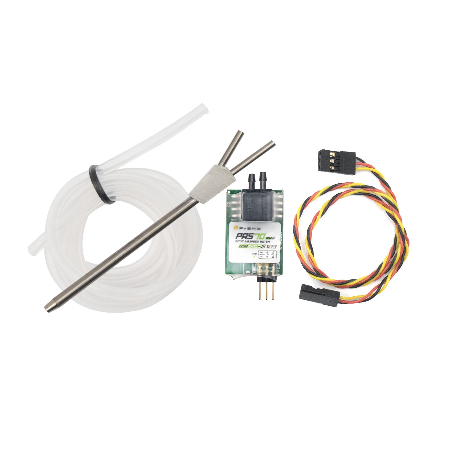 FrSky PAS70 ADV Airspeed Sensor – FBUS & S.Port Compatible, Measures 0-270 km/h Lightweight Compact Design with Pitot Tube