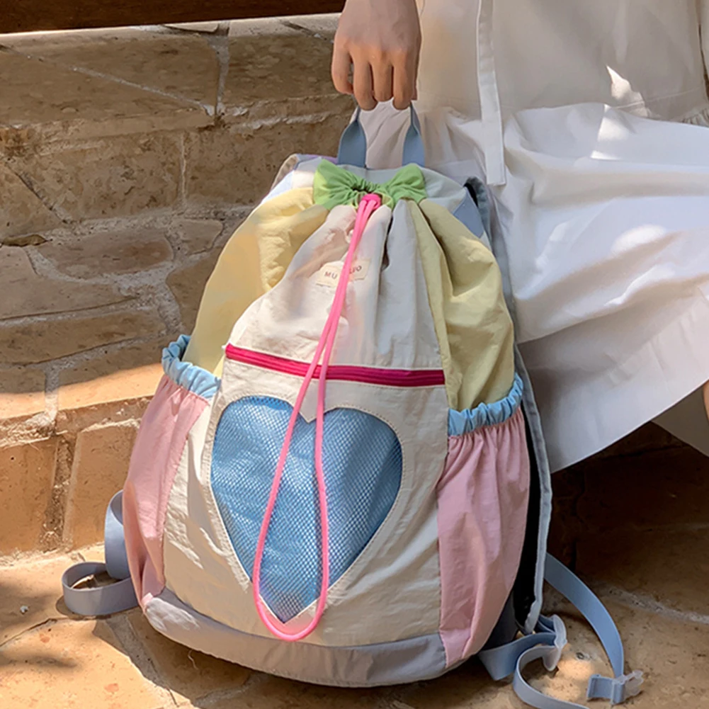 

Рюкзак для женщин и девочек, школьная сумка на шнурке, нейлоновый регулируемый ремень, рюкзак для ноутбука, рюкзак для школы путешествий