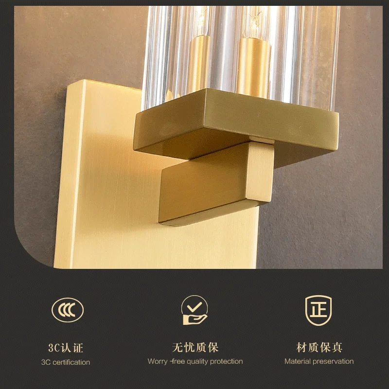 The European style Crystal brass wall lamp mirror headlight LED room Bedroom bathroom sofa study interior lighting lamps