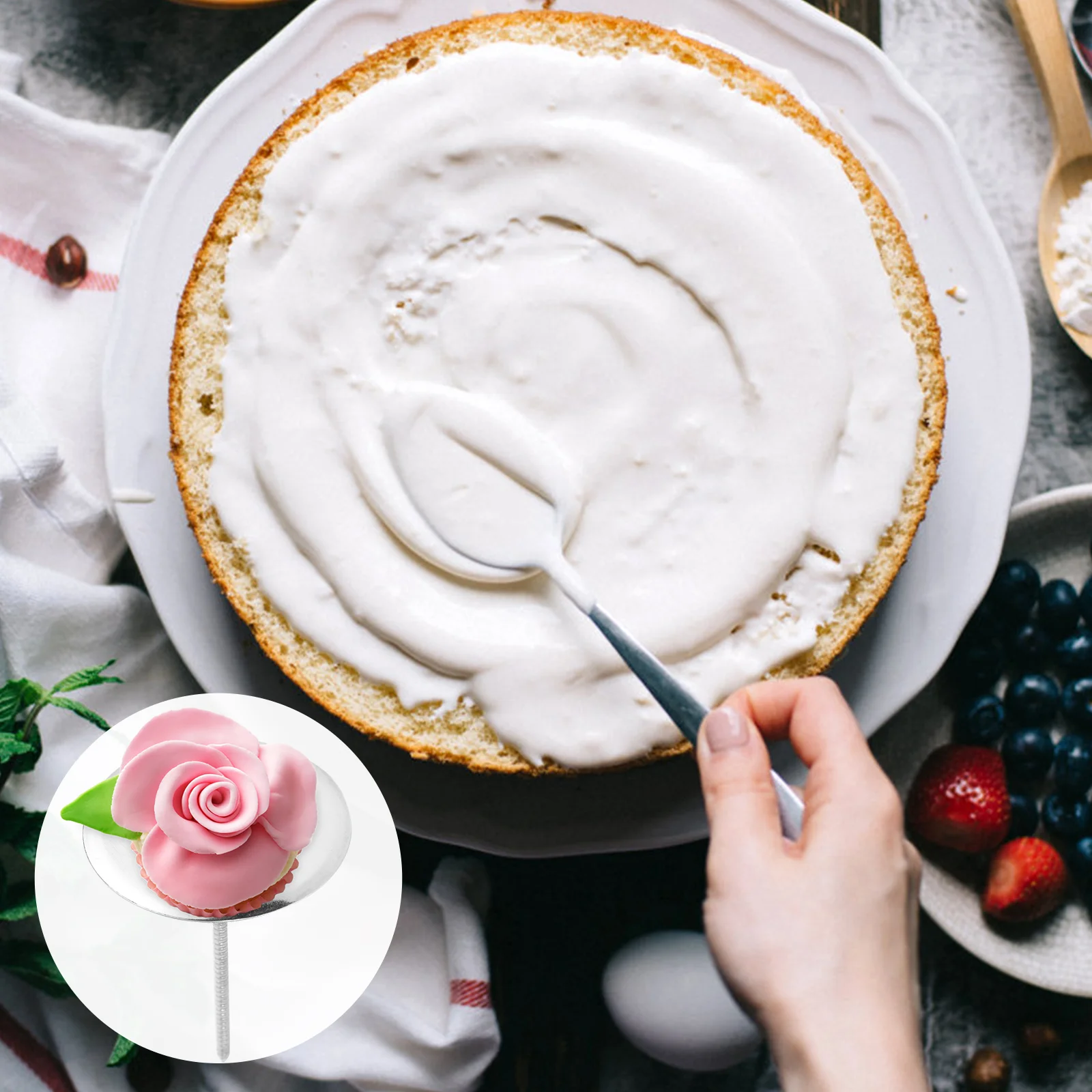 4 Pcs Cake Flower Decorating Nails Baking Heating Core Stainless Steel Cupcake Too Lifter