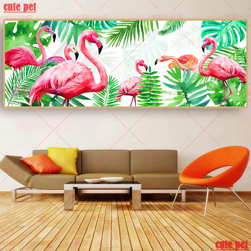 large Jungle Animal 5d diamond painting Flamingo handmade diy puzzle Full diamant embroidery mosaic Cross Stitch decor artwork