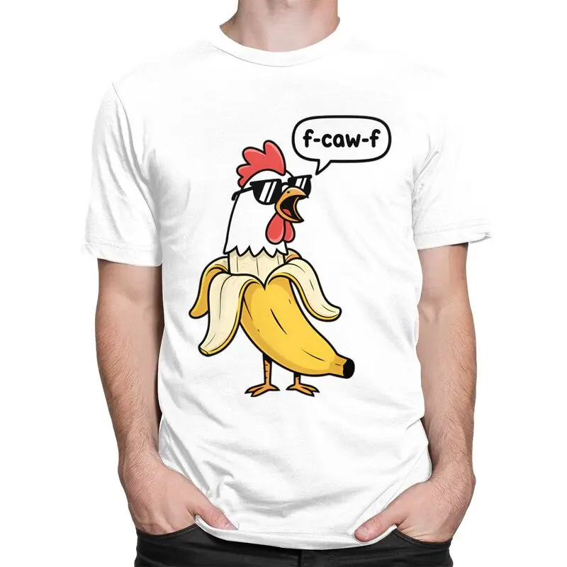 Funny F-Caw-F Chicken Banana Mashup Fcawf T Shirt for Men Short Sleeves Graphic Tee Shirt Streetwear Summer Pure Cotton Tee Tops