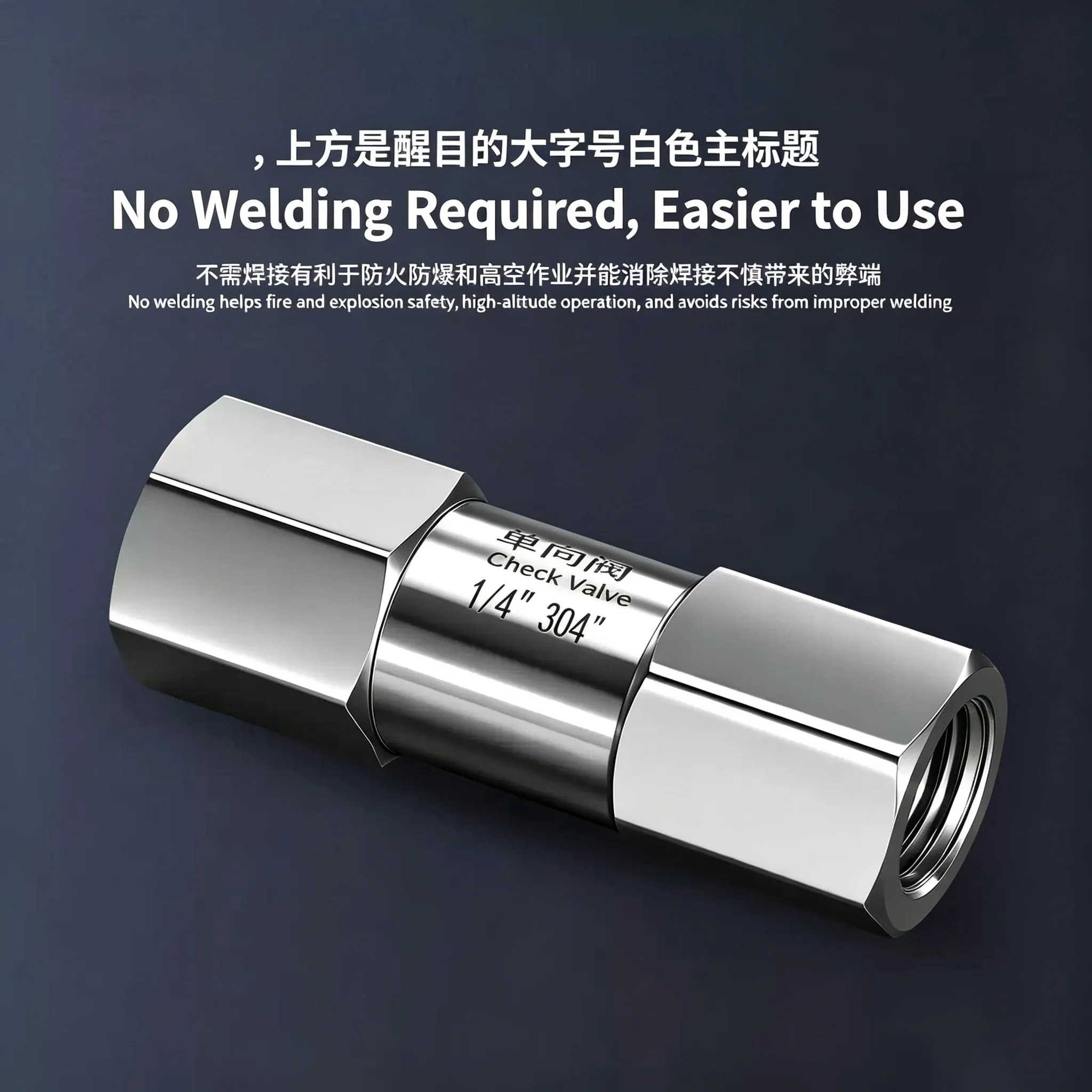 high temperature boiler liquid gas check valve 304 stainless steel one way valve, split type internal thread check valve