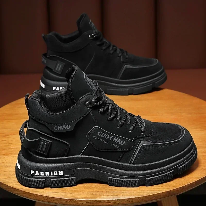 High Top Ankle Boots Chelsea Fashion Cowboy Work Shoes Trend Versatiled Hombres Men‘s Casual Sneakers High Quality Comfortable