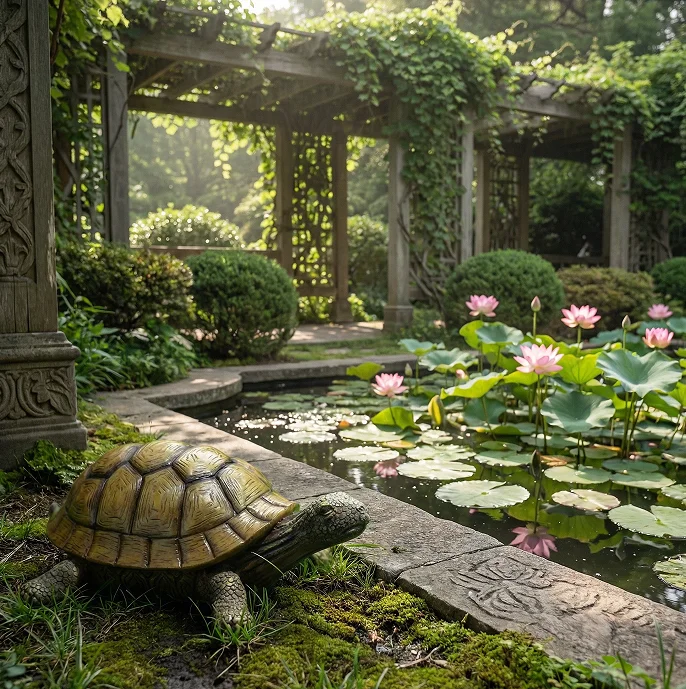 

17.5CM Cute Resin Tortoise Statue Outdoor Garden Pond Store Bonsai Decorative Animal Sculpture For Home Garden Decor Ornament