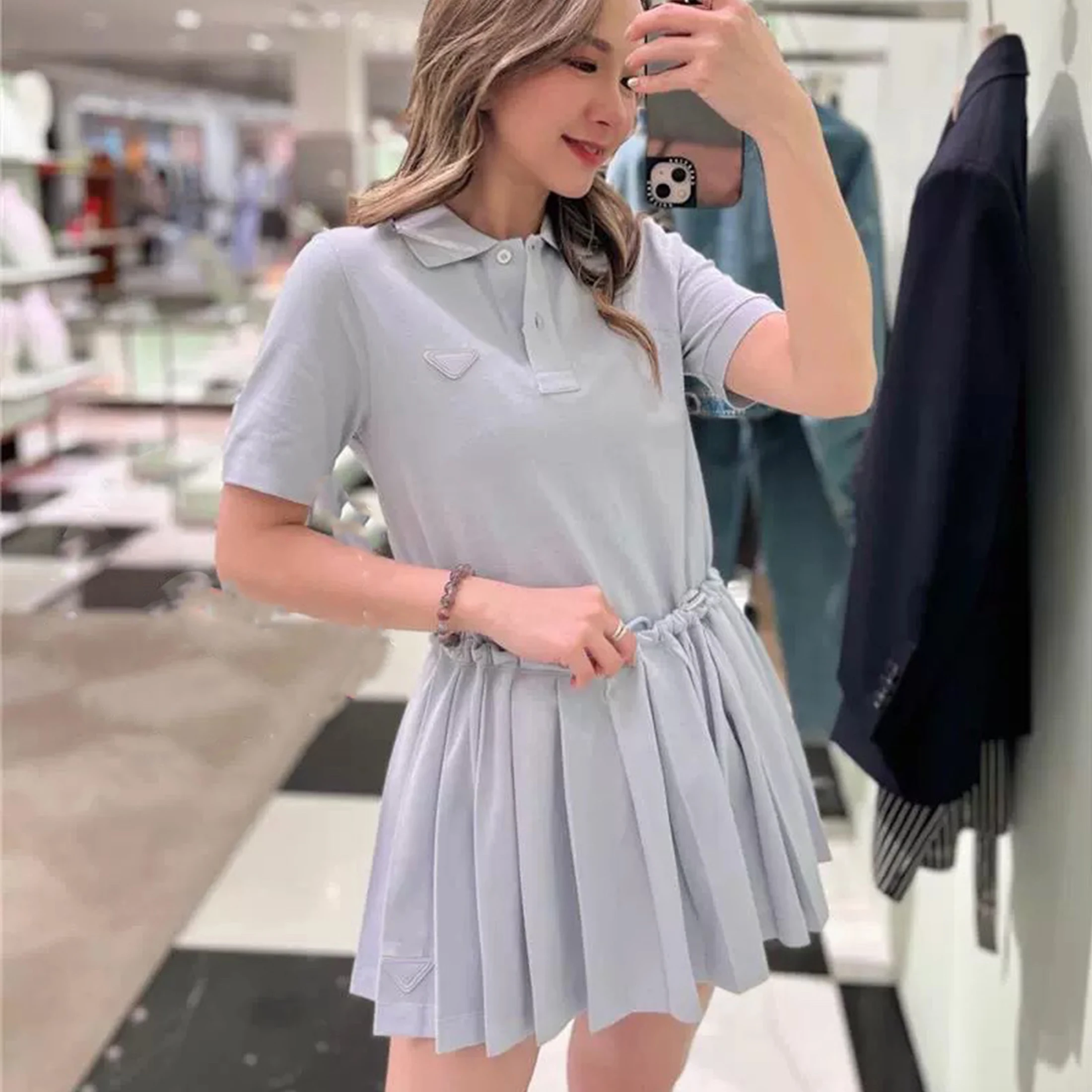 

NIGO Women's Spring/summer Cotton Casual Polo Shirt Pleated Half Skirt Fashionable Set Ngvp #nigo8618