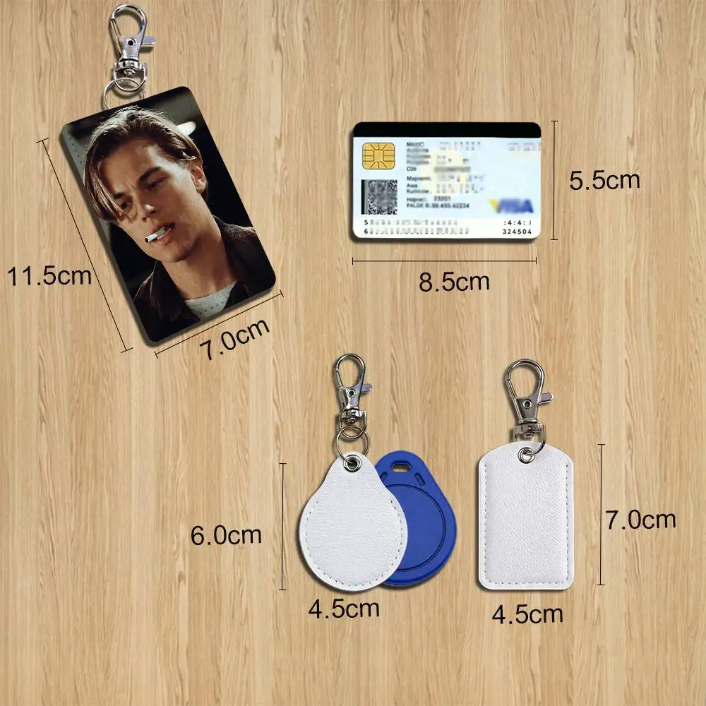 Make it count Leonardo DiCaprio Leather Keychain Badge Holder with Lanyard  ID/Access Card Holder Key Ring Accessory Gift Option