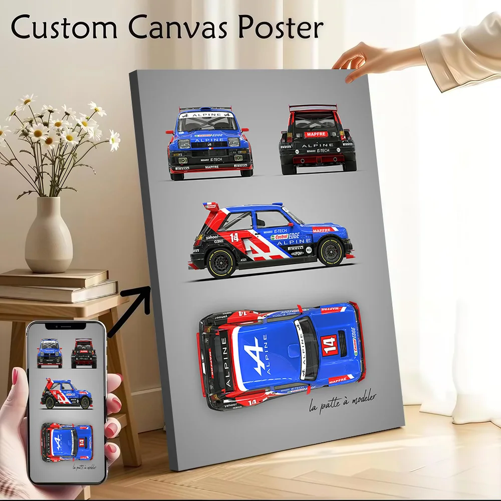 French Car 5 Turbo Alpine Printed Canvas Poster Custom Pictures Wall Art Canvas Painting for Interior Decoration Wand Deko Room