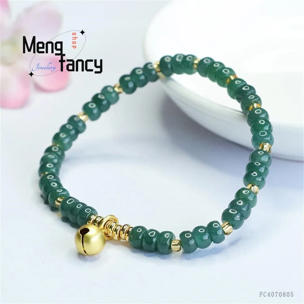 Natural A-goods Jadeite Blue Water Abacus Beads Jade Bracelet Exquisite Elegant Simple High-grade Luxury Quality Fashion Jewelry