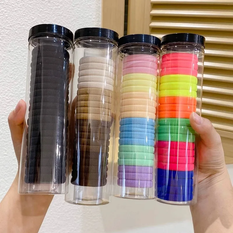 Bandas elásticas para el cabello para niña, banda de goma de Color sólido, diadema, accesorios para el cabello, 20 unidades por caja