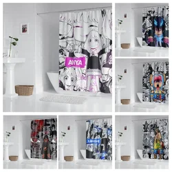 Anime Printing Shower Curtain Bath Curtain With Hooks For Bathroom waterproof  240CM