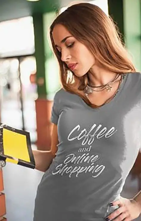 Coffee and Online Shopping T shirt Women's short sleeve