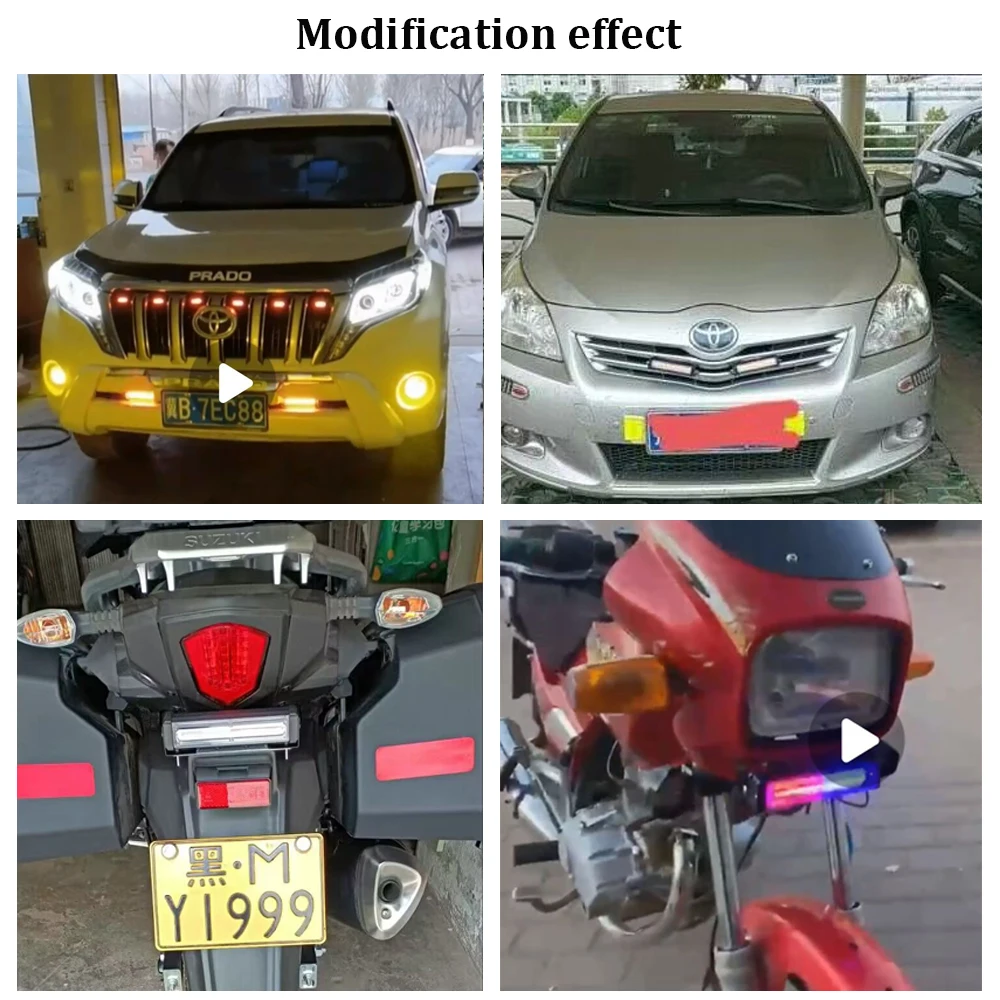 12V 24V Truck Side Light COB Strobe Light LED Emergency Beacon Warning Hazard Flash Lamp Grille Lamp Bar for Car Trailer Pickup