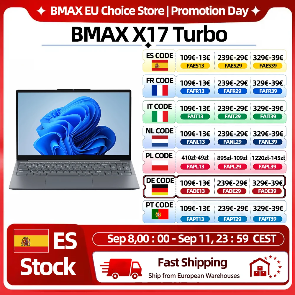 Portátil Bmax X17 Turbo 16GB 512GB SSD