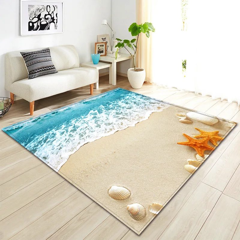 

Beach Shell Starfish Carpet for Living Room Home Decoration Sofa Table Large Area Rugs Non-slip Bedroom Floor Mat Home Decor