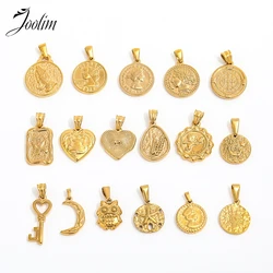 Joolim Jewelry Wholesale Waterproof&Non Tarnish Fashion Vintage Key Crescent Coin Single Stainless Steel Pendant Gift For Women