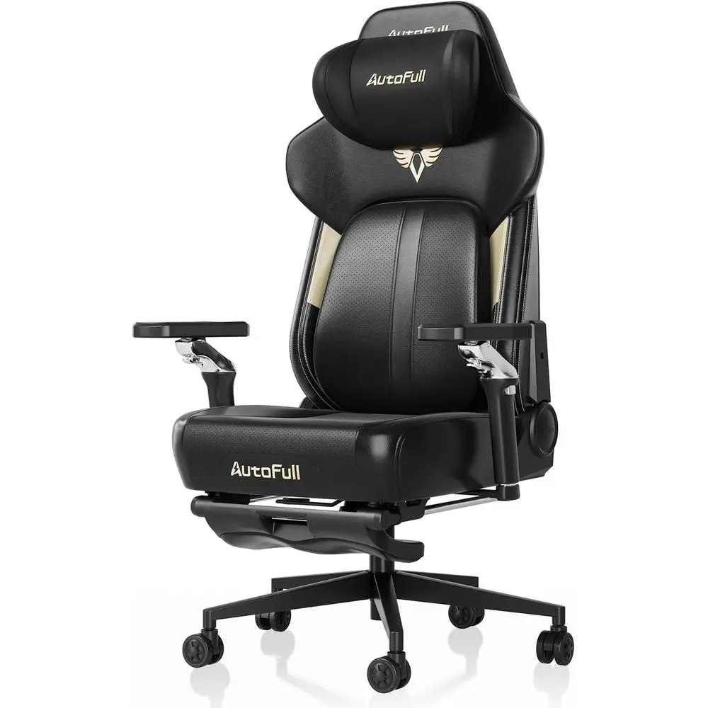 

Ergonomic Gaming Chair with Lumbar Support, Adjustable Armrests and Footrest - Black