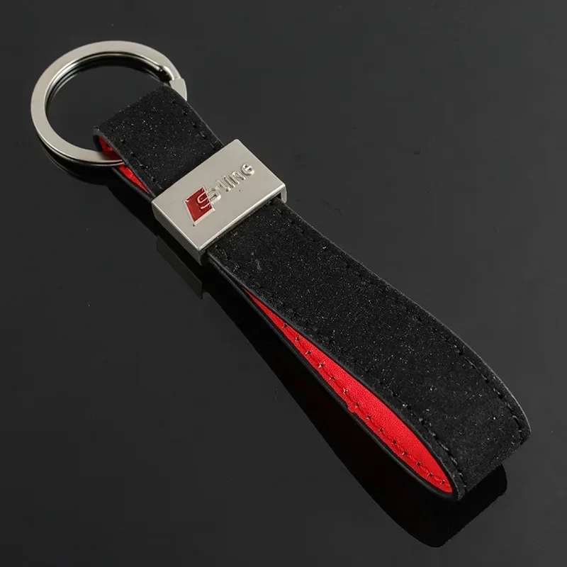 Suede Car Keychain Key Ring Holder for Audi Sline S4 S5 S6 S7 S8 RS4 RS5 Q3 Q5 Q7 Q1 A1 A11 A7 A8 A4L R8 TT Auto Keyring Pendant