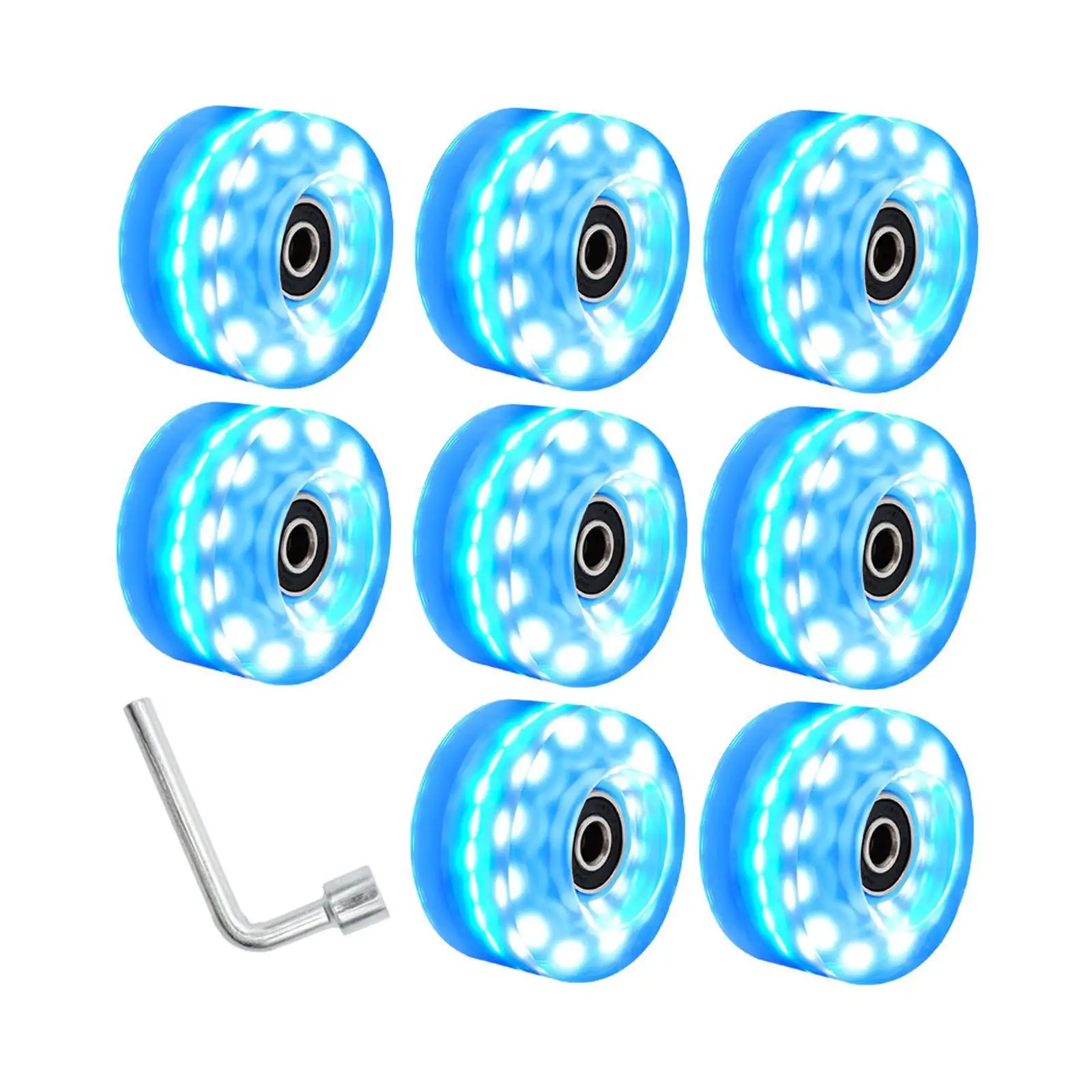 8Pcs Roller Skate Wheels Skateboard 58mm 82A Hardness Parts Light up Wheels Quad Roller Skating Wheels with Bearings Installed