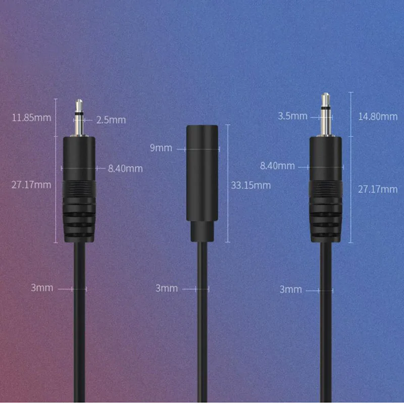 25CM 2.5mm 3.5mm Mono Audio Connector Cable 2pin Wire Extension Cord  Male Female Plug DIY Repair Single Head Plug Jack
