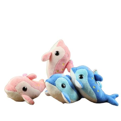 30pcs/lot 12cm Cute Dolphin Plush Toy keychain Pink Sea Animal Doll bag charm gifts