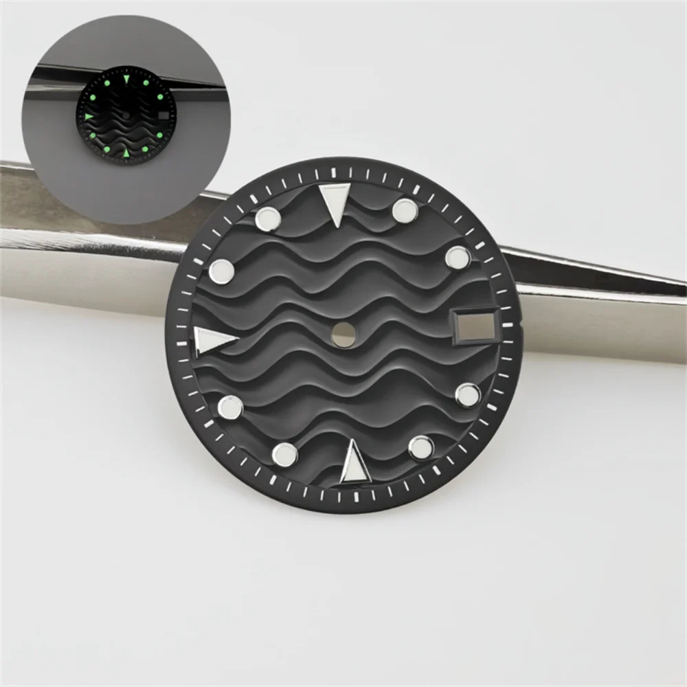 28.5MM Watch Dial Water Ripple Pattern for NH35/NH36/4R36/7S26 Movement Modified Dials Watch Face DIY Parts