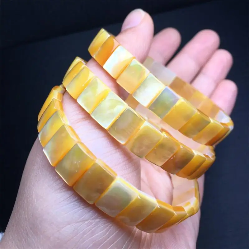 10MM Natural Gold Shell Bangle String Charms Handmade Fortune Energy Mineral Woman Amulet Jewelry Gift 1PCS