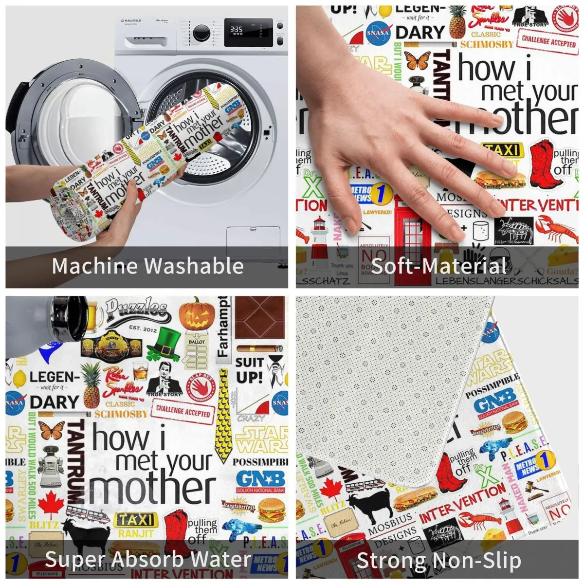 التدخل كيف قابلت والدتك برنامج تلفزيوني عدم الانزلاق ممسحة الكلمة حصيرة السجاد البساط للمطبخ مدخل المنزل الحمام مسند القدم الحصير