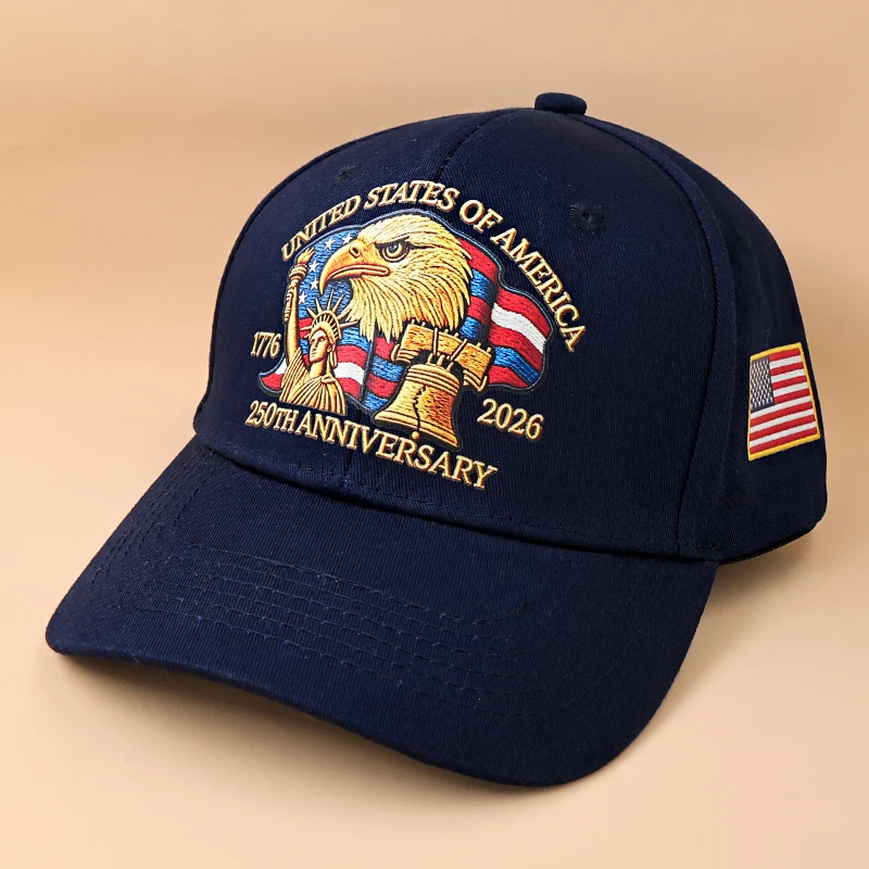 Visor Sun Hat - หมวกพิมพ์ลายอีเกิลฉลองครบรอบ 250 ปีสหรัฐอเมริกา หมวกทรงปีกปรับได้สำหรับทุกเพศ ทำจากผ้าฝ้ายล้าง หมวกทรงทรัคเกอร์