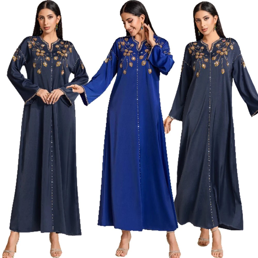 

Eid Mubarak Abayas Diamonds Luxury Dubai Kaftan Women Muslim Maxi Dress Ramadan Islam Jalabiya Caftan Marocain Femme Robe Abayas