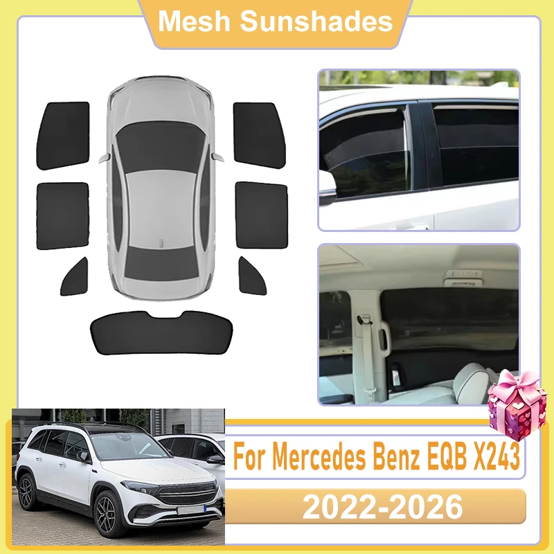 

For Mercedes Benz EQB X243 Accessories 2022 2023 2024 2025 2026 Car Window Screen Sun Shade Covers Anti UV light Shield Sun Net