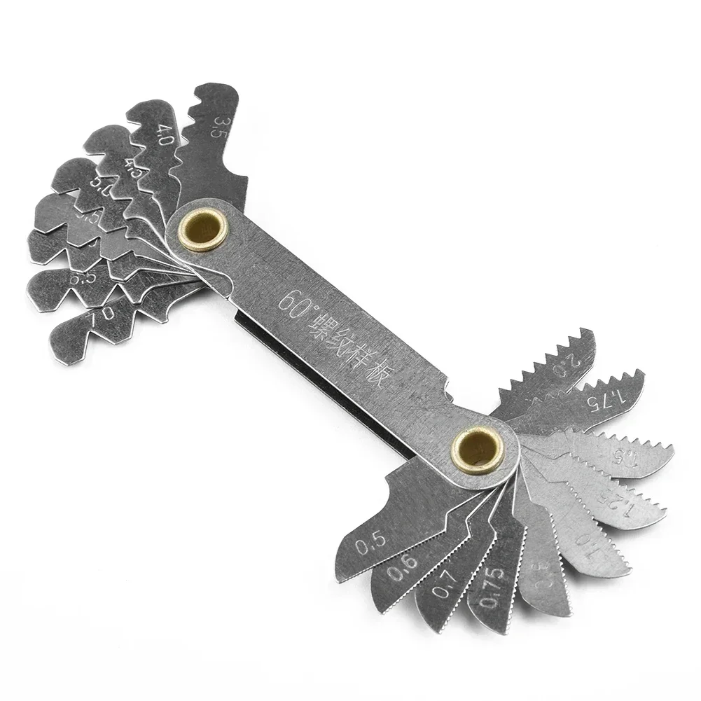 Medidor de tapones de rosca de 55/60 grados, medidores de paso de tornillo de diente de engranaje Imperial métrico, herramienta de medición de acero al carbono, medición de rosca de grifo