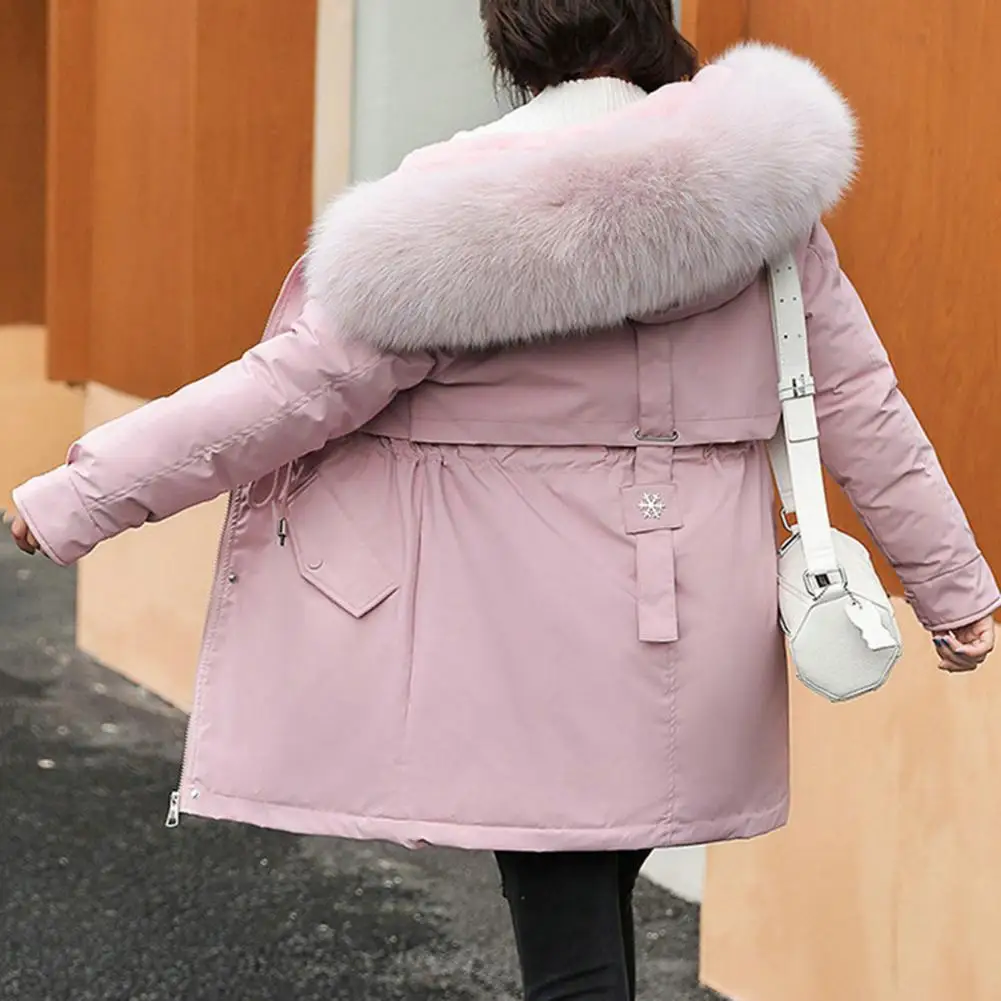 Frauen Mantel Kapuze Winter jacke mit Kunst pelz Kragen warme Herbst Winter lange Mantel Wolle Liner Kapuze Parkas gepolsterte Kleidung