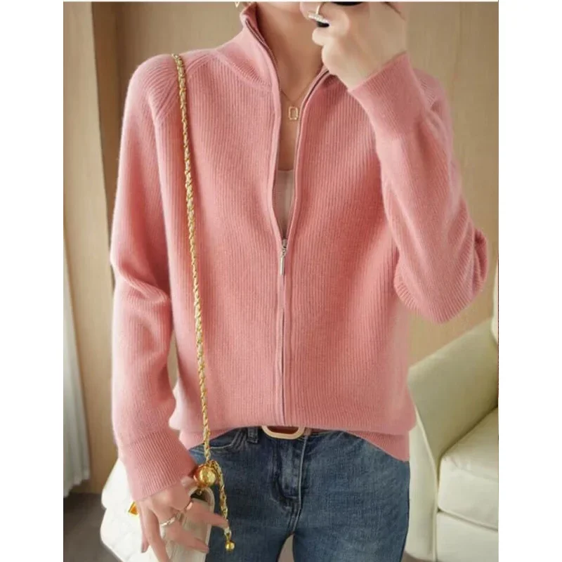 Autumn Winter Fashion Harajuku Knitting Cardigan Lady All Match Tops Women Loose Casual Sweater Zipper Solid Chic Outerwear F401