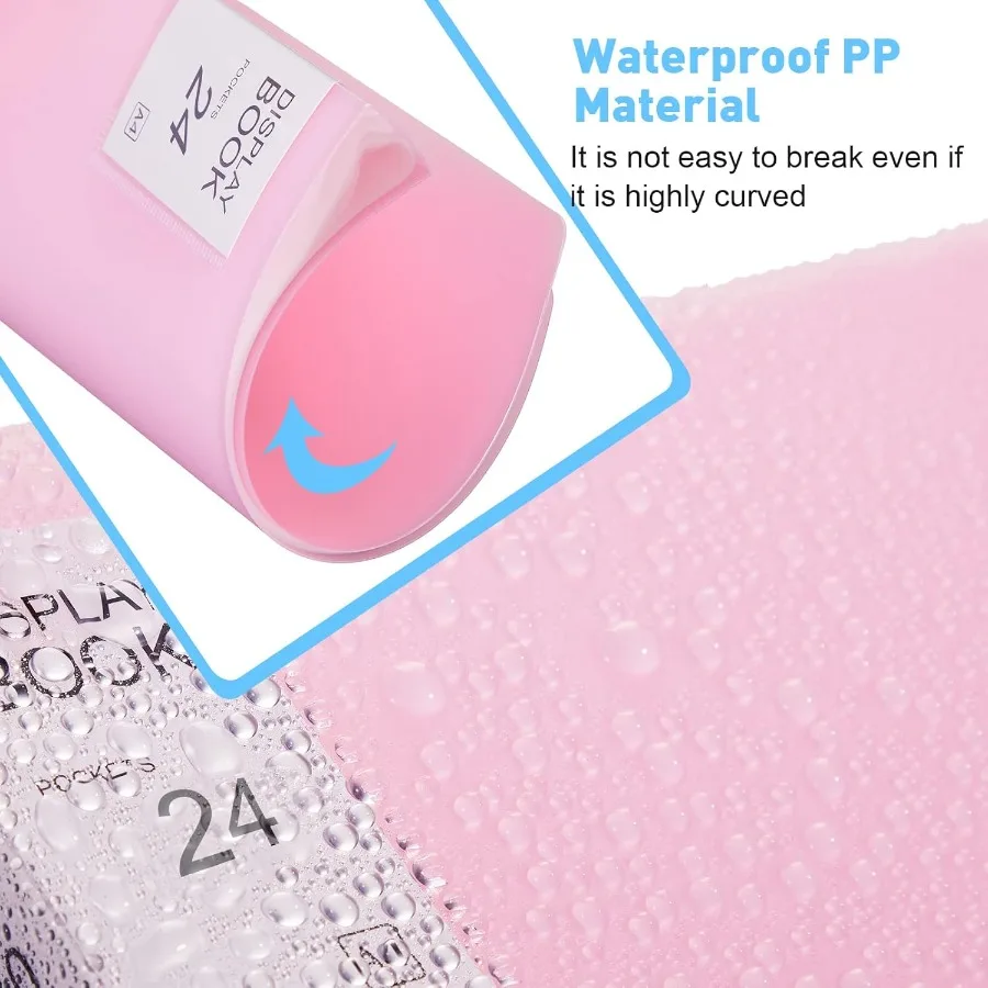 6 عبوات من الألواح البلاستيكية مع أكمام بلاستيكية 24 جيبًا لمحفظة العرض الفنية مقاس 8.5 × 11 بوصة مجلد محفظة فنية مع Cle