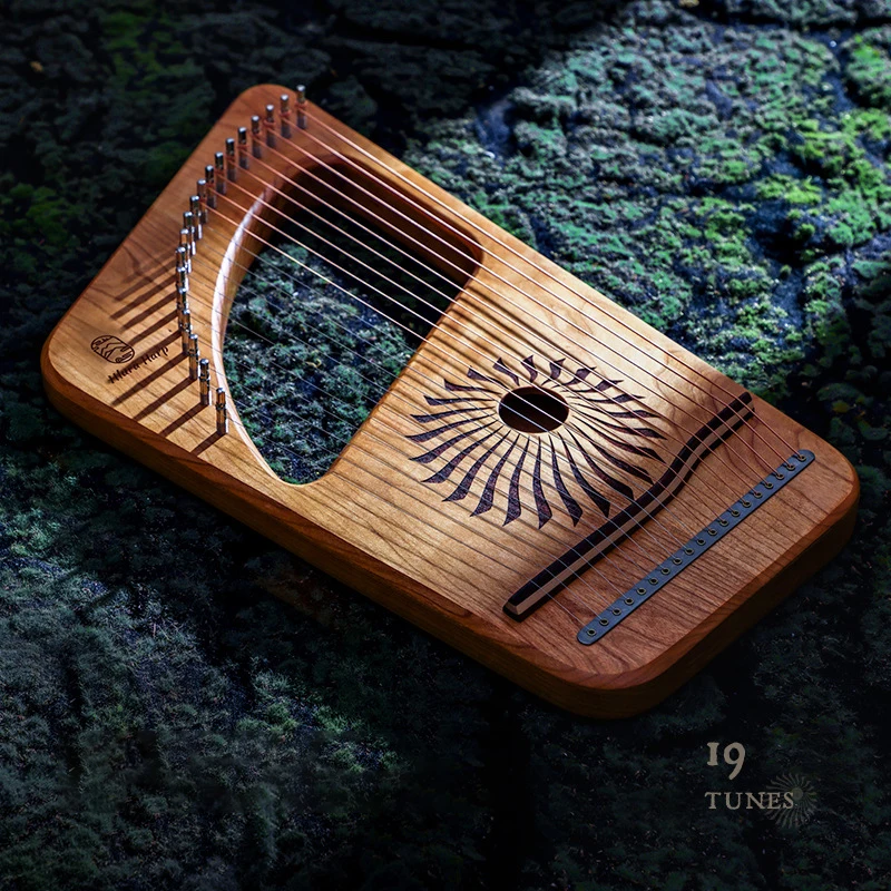 Hluru Lyre Harp 19 Strings Finger Piano Harp Cherry Wood Beechwood Material Lyre Key C Stringed Instrument Kids Birthday Gifts