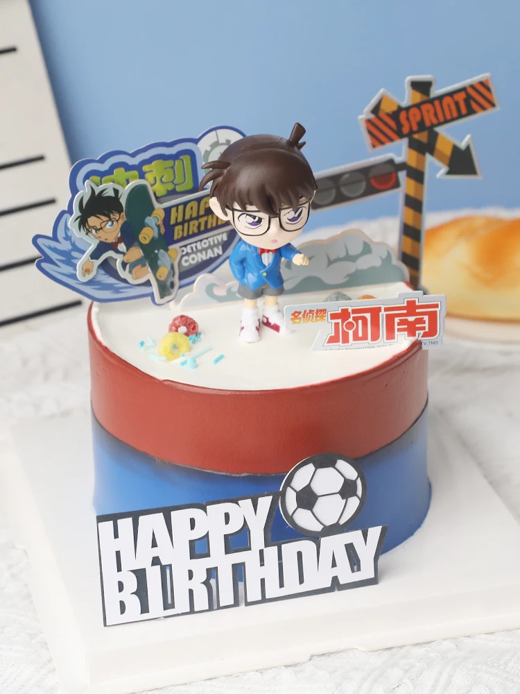 Adornos de PVC para tartas de personajes de Detective Conan Hero, decoración para cupcakes de fútbol, decoración para tartas de fiesta de cumpleaños para niños, Baby Shower